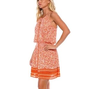 POUPETTE ST BARTH CARINE SMOCKED FLORAL BLOUSON HALTER MINI SIZE S
